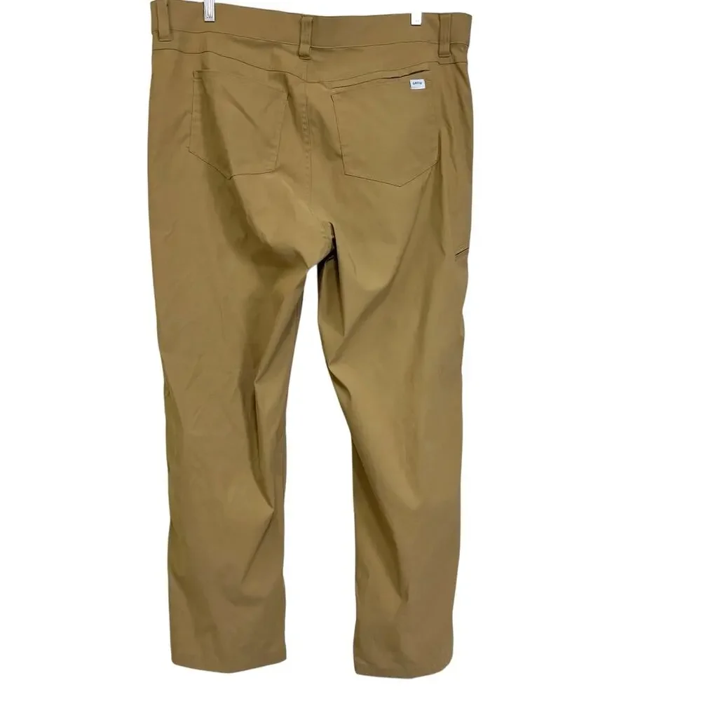 Orvis 38x29 Khaki Stretch Hiking Pants Water Repellent Outdoor Travel Pockets